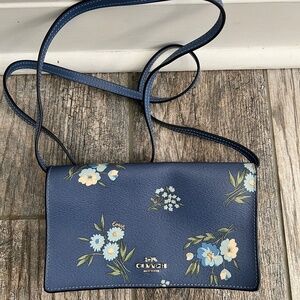 Crossbody Coach bag blue floral leather mini